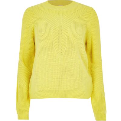 Bright yellow knitted zip back jumper